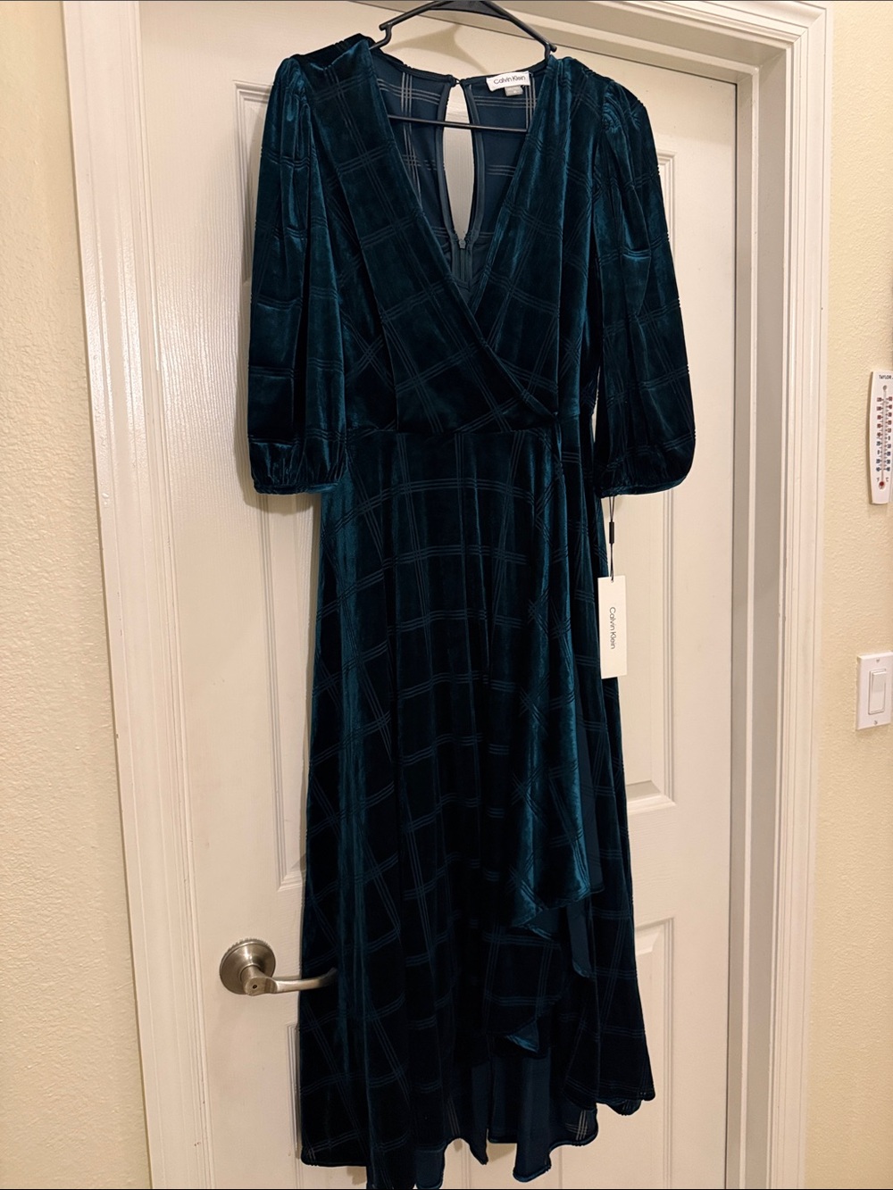 Dark Green velvet Calvin Klein dress NWT